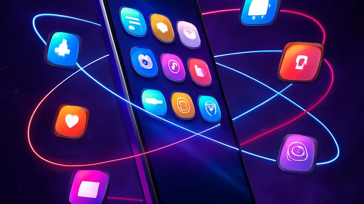 OKABC COM - Sleek smartphone floating in space OKABC COM Sleek smartphone floating in space