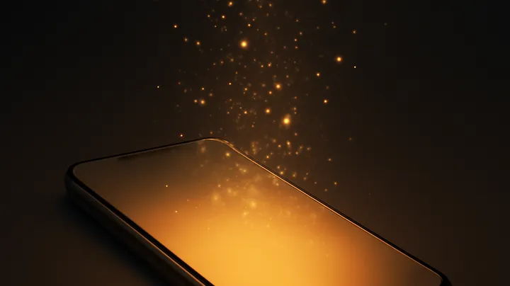 OKABC COM - Modern phone with glowing screen OKABC COM Modern phone with glowing screen